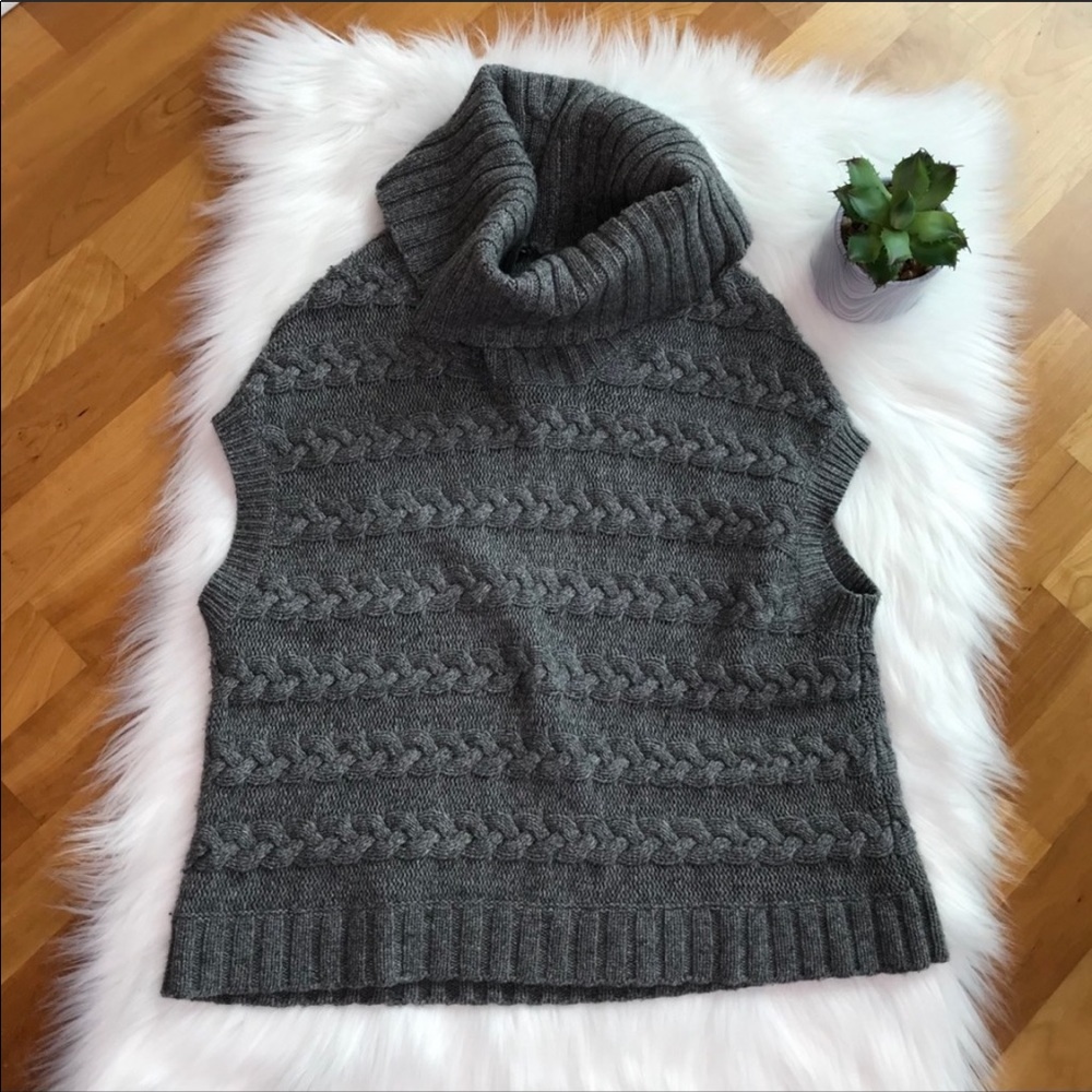 J. Crew Gray We Cable Cowl Neck Sweater Tank